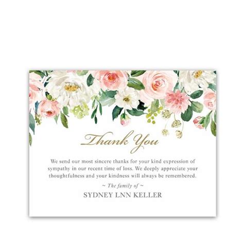 Memorial Thank You Card Printable Template For Bereavement Cards