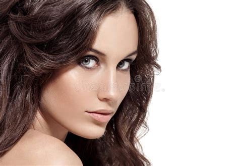 Beautiful Brunette Woman Curly Long Hair Stock Image Image Of