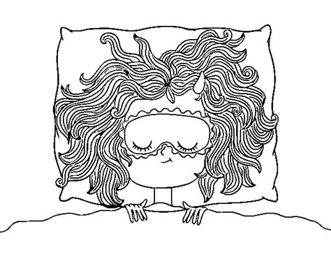 Una buena idea y una cariñosa forma de desearles unos felices sueños. Dibujo de Chica durmiendo para Colorear - Dibujos.net