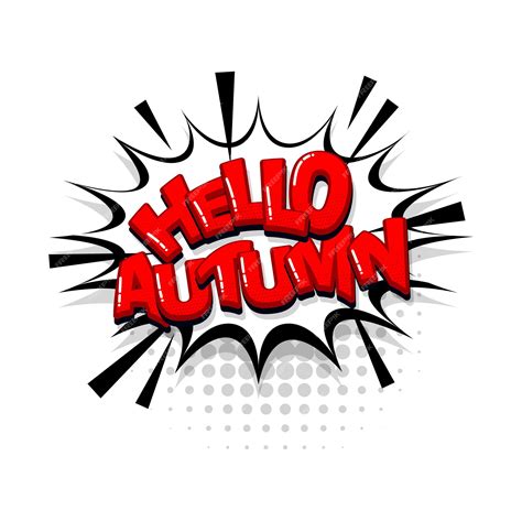 Premium Vector Hello Autumn Comic Red Text Collection Sound Effects