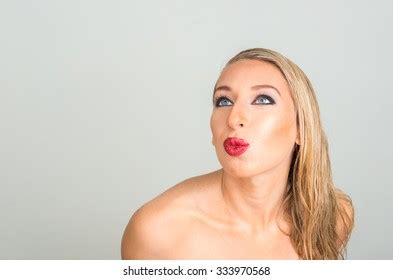 Sexy Nude Blonde Woman Blowing Kiss Stock Photo Shutterstock