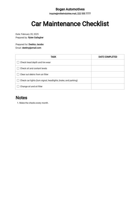 15 Free Maintenance Checklist Templates Edit And Download