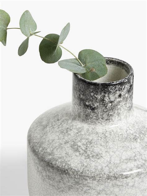 John Lewis And Partners Japandi Earthenware Vase Whitegrey H18cm