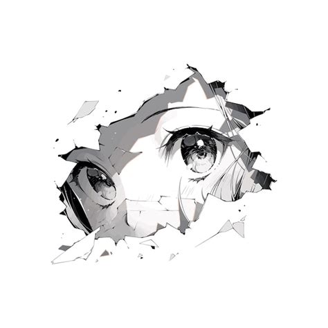 Premium Vector Manga Eyes Looking From A Paper Tear Black And White