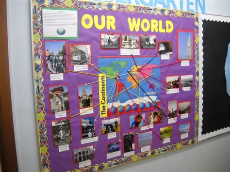 Welcome To Kindergarten Our World Bulletin Board Spanish Classroom