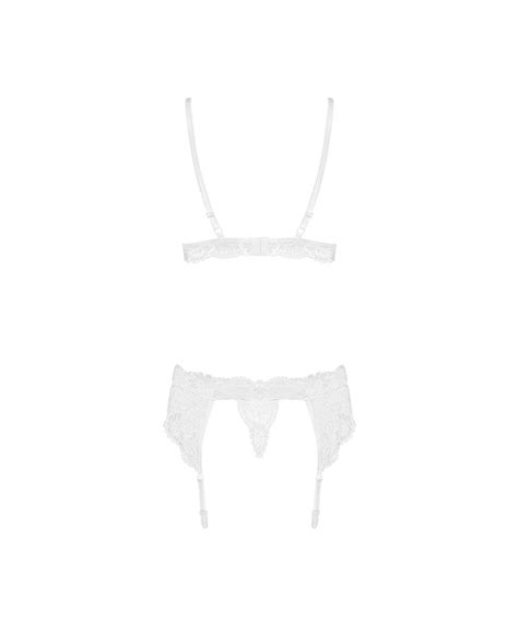 Obsessive White Lace Lingerie Set With Suspender Belt Sexystyleeu