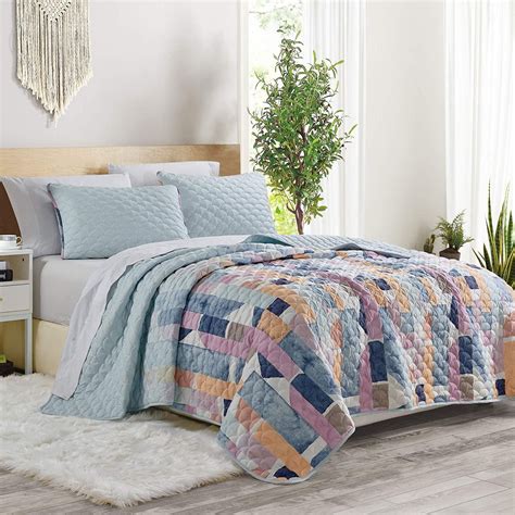 Sapphire Home Piece Queen Size Bedspread Coverlet Quilt Bedding Set W