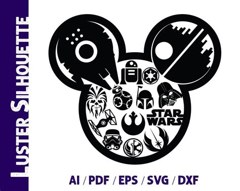 Star Wars svg Star Wars Mickey silhouette Star Wars | Etsy | Disney