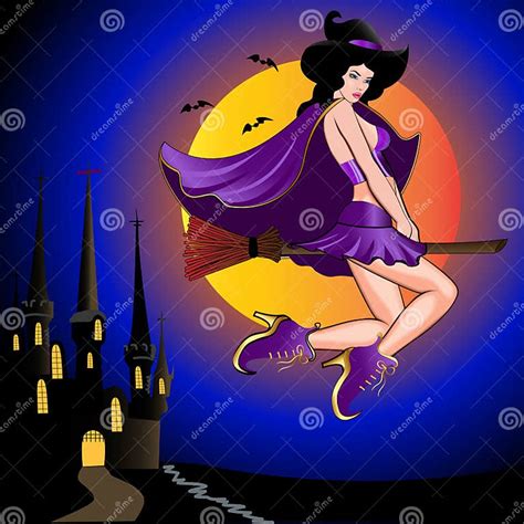 Sexual Witch Flying On Broom Against Stock Vector Illustration Of Dark Boots 27023560