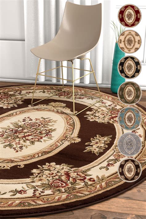 Well Woven Pastoral Medallion Brown French 8 Round 710 Round Area