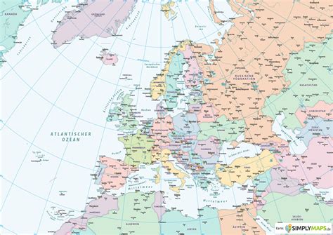 Die europakarten mit ländern hauptstädten politischen systemen klimazonen reisezielen und mehr. Europakarte Politisch - Vektor-Download (AI, PDF) | SIMPLYMAPS.de