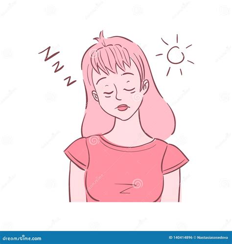 Illustration Of Young Woman Experienced Fatigue Stock Vector