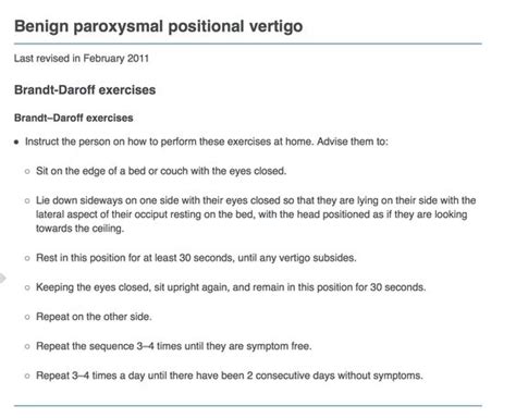 Brandt Daroff Exercises Benign Paroxysmal Positional Vertigo