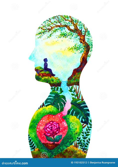 Mind Spiritual Human Head Mental Health Watercolor Painting