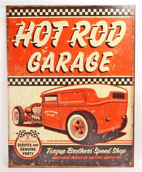 Hot Rod Garage Metal Advertising Sign 125x16
