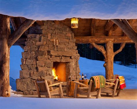 Rustic Outdoor Fireplace Houzz