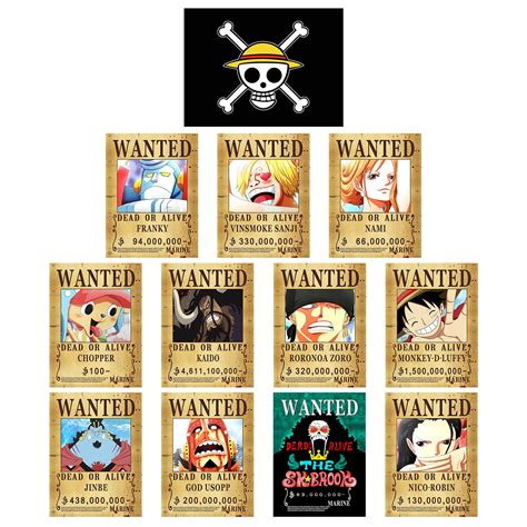 buy 12 pcs 16 6 in x 12 in anime one piece wanted bounty s new edition straw hat pirates crew