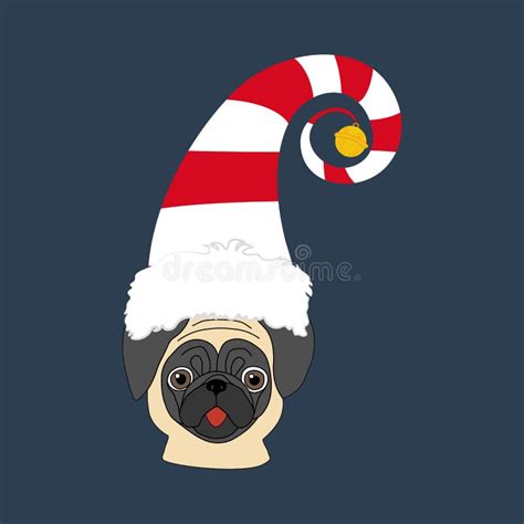 Pug In Christmas Hat Stock Vector Illustration Of Holiday 162125245