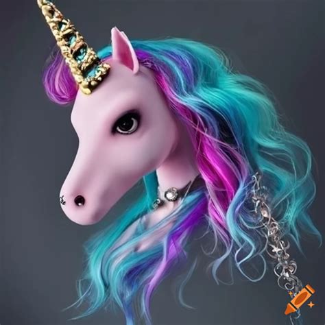 Gothic Unicorn With Blue And Pink Hair On Craiyon