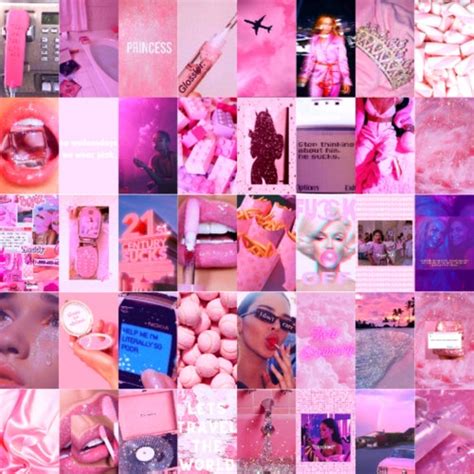 Photo Wall Collage Kit Boujee Hot Pink Baddie Aesthetic Set Etsy