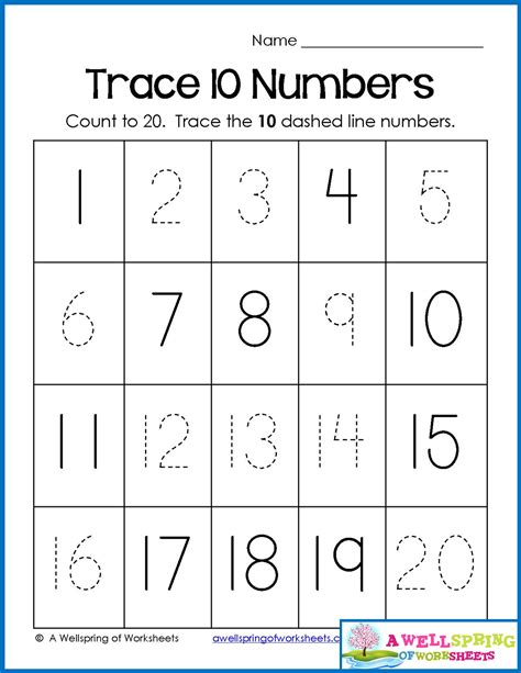 Counting Writing Numbers 1 20 Worksheets