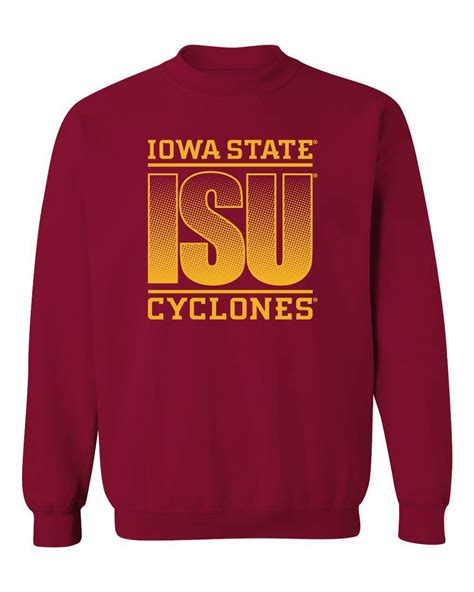 Iowa State Cyclones Crewneck Sweatshirt Isu Fade Gold On Cardinal In