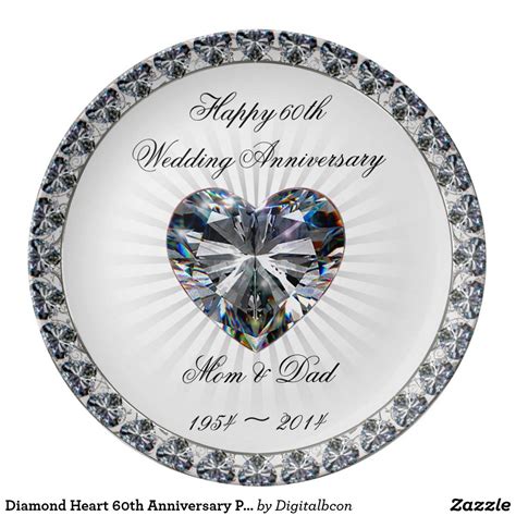 Diamond Heart 60th Anniversary Porcelain Plate Custom
