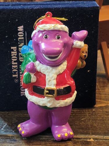Barney Christmas Ornament 1999 Kurt Adler Purple Dinosaur Santa Hat U3