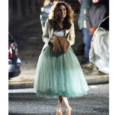 Super Puffy Thick Tulle Skirt Length Midi Skirt Sex And The City Mint Green Fashion Women Skirts