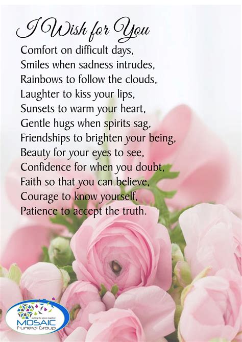 Poem I Wish For You Created By Mosaic Funerals Amanzimtoti Happy