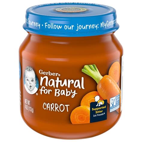 Gerber 1st Foods Natural For Baby Baby Food Carrot 4 Oz Jar 10 Pack