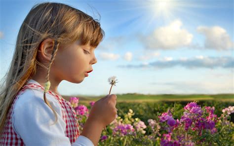 Girl holding white Dandelion while blowing during daytime HD wallpaper ...