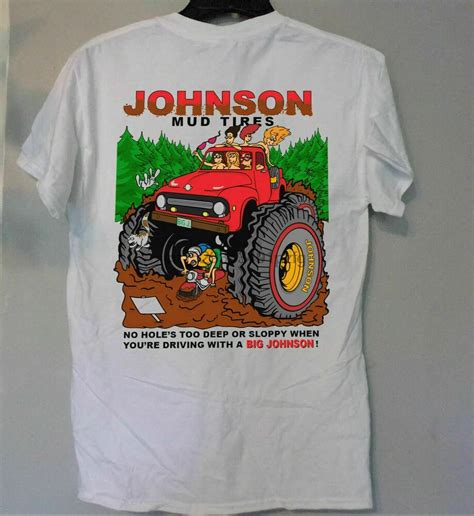Big Johnson Mud Tyres 90s Raro Divertido Humor Concierto Vtg Reimpresi N Camisa Nueva
