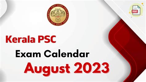 Kerala Psc Exam Calendar August 2023 Download Pdf Exam Dates
