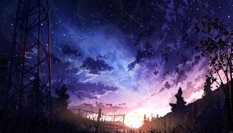 Fond Décran Anime Paysage Sky Freedom Filles Anime Le Coucher Du