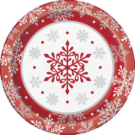 Snowflakes Holiday Paper Dinner Plates 9in 20ct