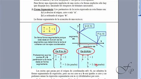 Formas De La Ecuación De La Recta Explícita General Y Segmentaria