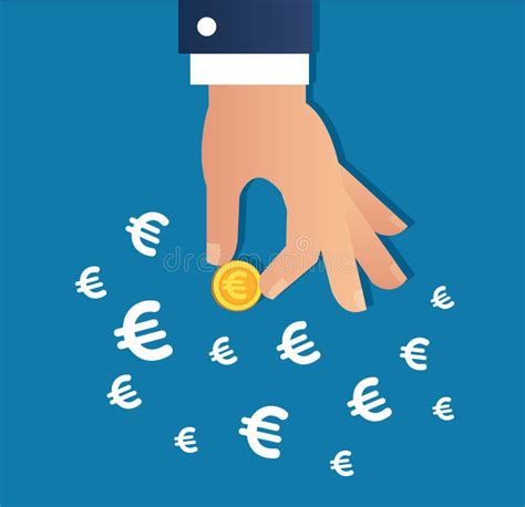 Hand Holding Gold Coin And Euro Sign Icon Vector Business Concept