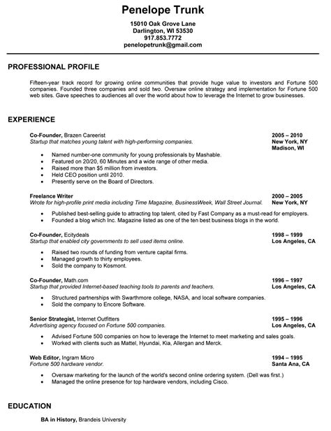 Resume examples & samples by industry. Write a Great Resume | Penelope Trunk Careers