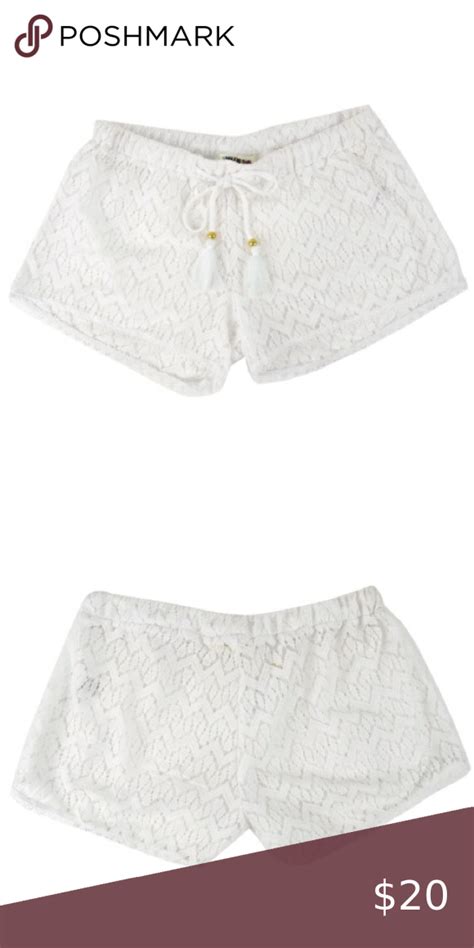 Miken White Crochet Shorts Swim Coverup Size Med White Crochet Shorts