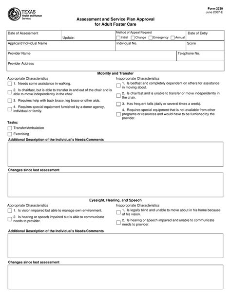 Form 2330 Download Fillable Pdf Or Fill Online Assessment And Service