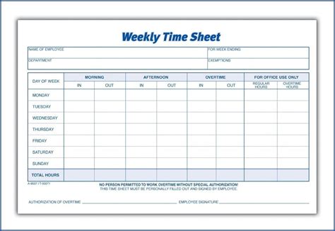 Weekly Timesheet Template Excel Addictionary