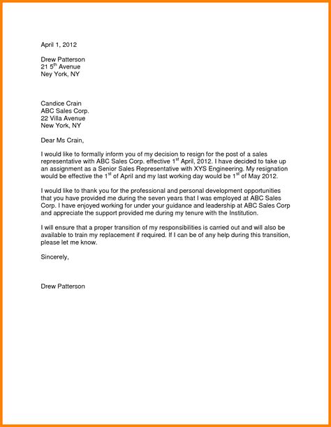 Resignation letter sample library 3: 7+ 3 months notice resignation letter | Letter Flat