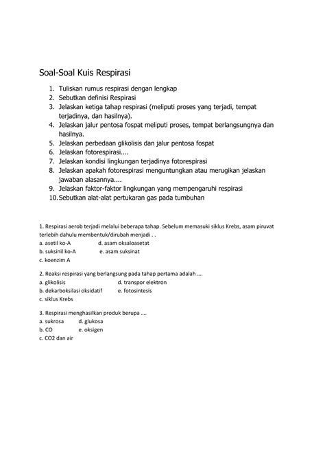 Contoh Soal Tentang Respirasi Aerob Beserta Jawabannya - Arli Blog