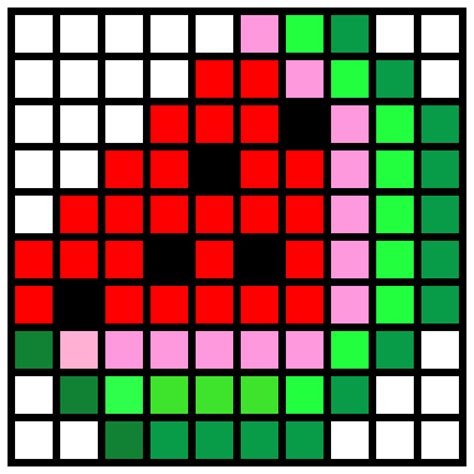 10x10 Grid Izaac Watermelon Pixel Art Maker