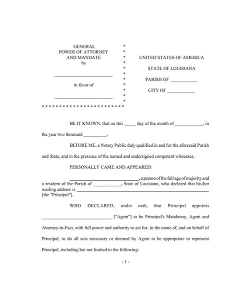 Printable Louisiana Power Of Attorney Form Printable Forms Free Online