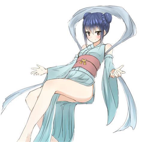 Arute Arisu Wendy Marvell Fairy Tail Highres Girl Bare Shoulders Barefoot Blue Hair