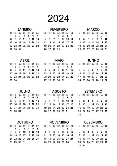 Calendário 2024 Conjunto De 12 Páginas Calendario Verticales Para La