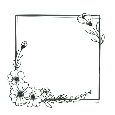 Black And White Simple Floral Border