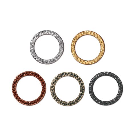 1 inch hammertone ring links tierracast white bronze bright gold